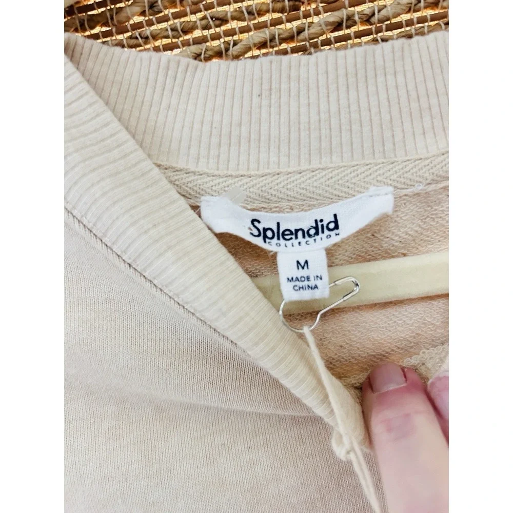 SPLENDID Crewneck Pullover Women's Sweatshirt Top Med RS2K780 Beige neutral‎
